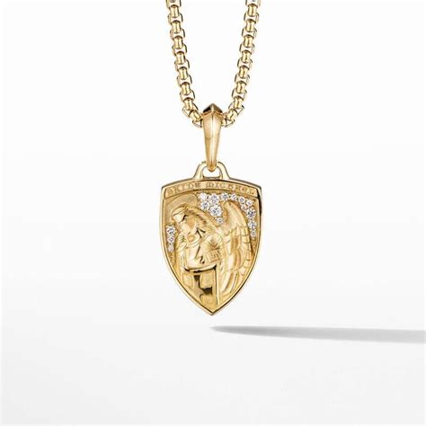 David Yurman St Michael Amulet In 18k Yellow Gold With Pavé S