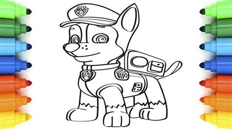 How To Draw Paw Patrol Chase Coloring Pages And Animation Drawing Art