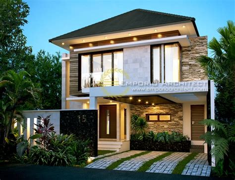 Desain Rumah 2 Lantai Style Modern Tropis