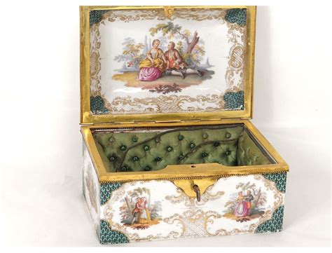 box box polychrome porcelain ormolu scene gallant nineteenth century