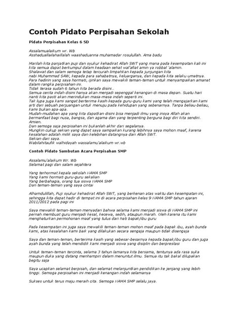 Pidato Bahasa Sunda Tentang Perpisahan Sekolah Kelas 6 | Bagikan Kelas