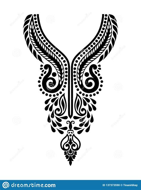Neck Line Baroque Design For Embroidery Stock Vector