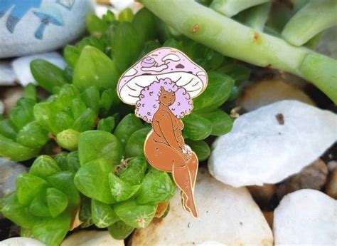 snail queen mushroom girl hard enamel pin