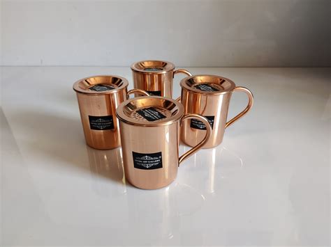 Handmade Pure Copper Mug With Mug Lid Pics Combo Set Etsy