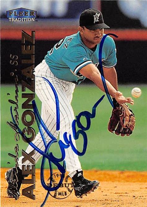Alex Gonzalez Autographed Baseball Card Florida Marlins Sc 1999 Fleer