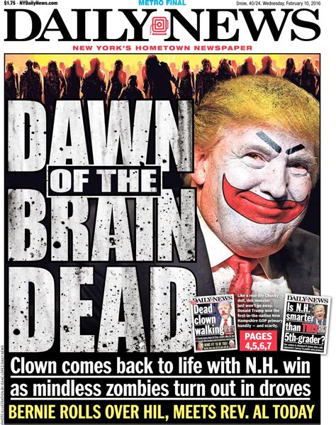 Ny Daily News Front Page Is Brutal To Donald Trump Crooks And Liars
