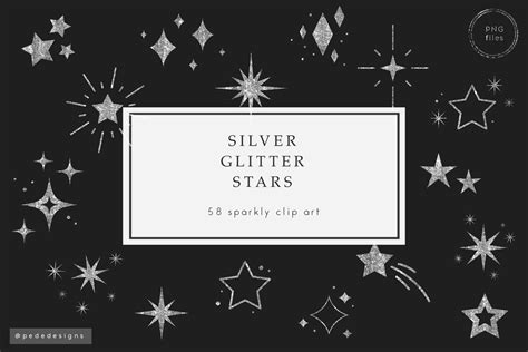 Glitter Stars Silver Glitter Planner Supplies Craft Supplies