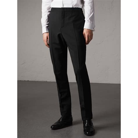 Slim Fit Wool Mohair Evening Trousers In Black Men Burberry United