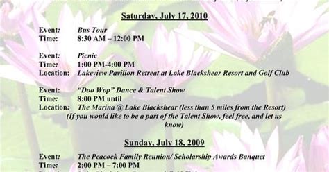 Class reunion weekend itinerary google search register online. Sample Family Reunion Program Templates | Itinerary ...