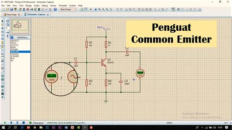 Transistor Penguat Common Emitter Simulasi Proteus Youtube