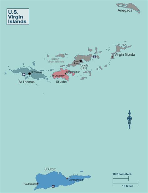 Detailed Political Map Of Us Virgin Islands Us Virgin Islands