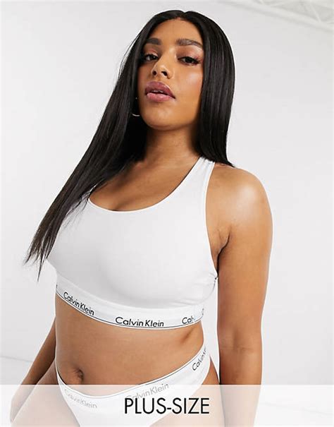 Calvin Klein Plus Size Modern Cotton Bralette In White Asos