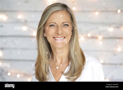 Middle Aged Woman Portrait Eye Contact Hi Res Stock Photography And