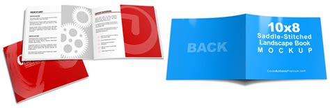 Download Landscape Book Mockup -10×8 Saddle Stitched PT.1 | Cover ...