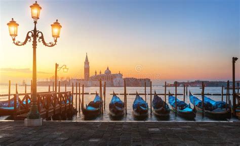 Sunrise In San Marco Square Venice Italy Venice Grand Canal Stock