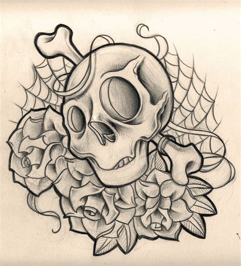 Skull And Roses By Willemxsm On Deviantart Skull Tattoo Design Tattoo Design Drawings Tattoo