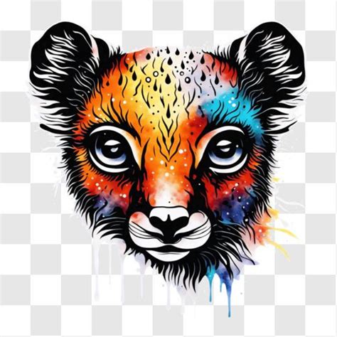 Download Colorful Cheetah Head Art Print Or Poster Png Online