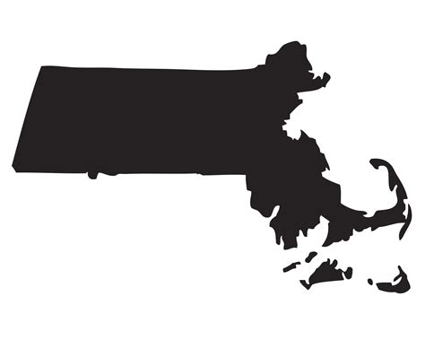 Massachusetts State Silhouette Shape Map Usunited America Etsy