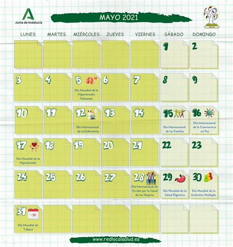 Calendario De Mayo Días Mundiales Y Salud Red Local De Acción En
