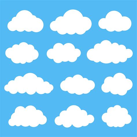 Cloud Vector Icon Set White Color On Blue Background 570422 Vector Art