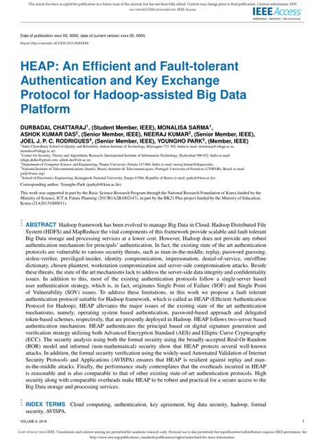 Pdf Heap An Efficient And Fault Tolerant Authentication And Key