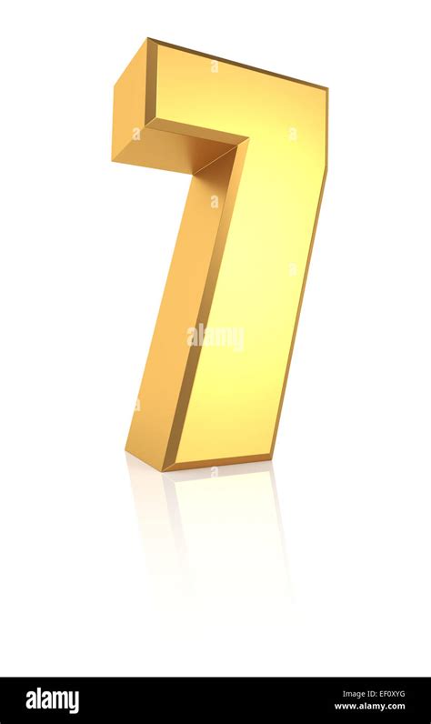 3d Rendering Golden Number 7 Isolated On White Background Stock Photo