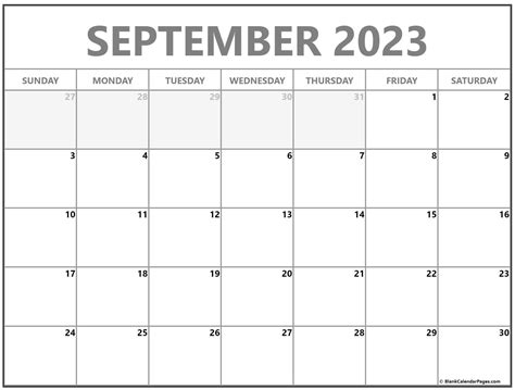 Month Of September Printable Calendar