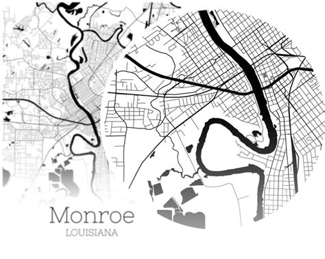 Monroe Map Instant Download Monroe Louisiana City Map Etsy