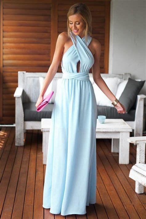 beautiful halter neck sleeveless light blue maxi dress online store for women sexy dresses