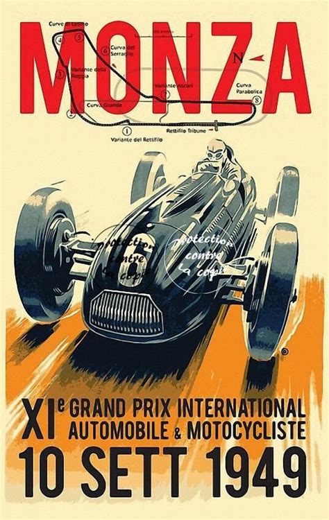 Monza Prix Auto 1949 Rrew Reproduction 40x60cm D1 Affiche Vintage