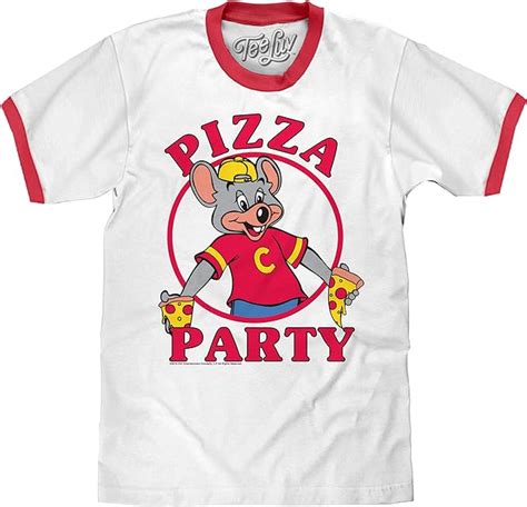 Tee Luv Chuck E Cheeses T Shirt Pizza Party Graphic Ringer Tee Shirt