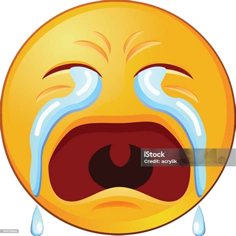 Crying With Flowing Tears Emoji Vector Stock Illustration Download