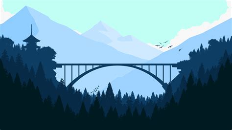 Bridge In Forest Minimalist 4k Wallpaper 4k