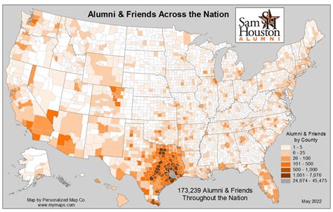 Moving Your Mouse Over A State Reveals The Number Of Alumni