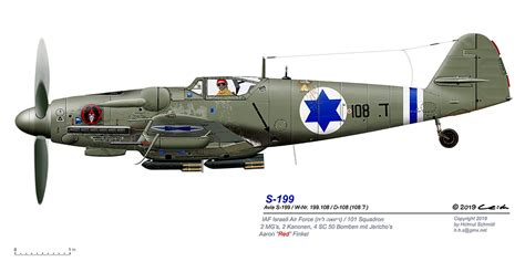 Asisbiz Avia S 199 Idf 101sqn D 108 Wnr 199 Israel 1948 By Helmut