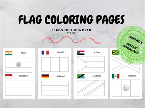 Flags Of The World Printable Coloring Pages Etsy