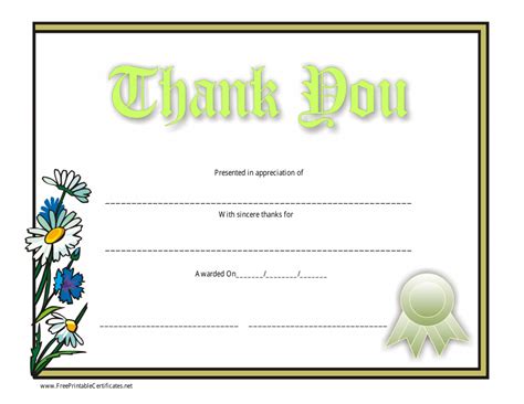 Free Printable Thank You Certificates Template Printable Templates