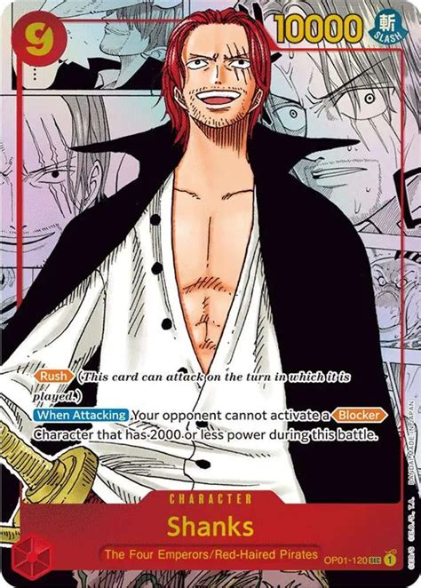 One Piece Trading Card Game Romance Dawn Single Card Secret Rare Shanks Op Manga Parallel