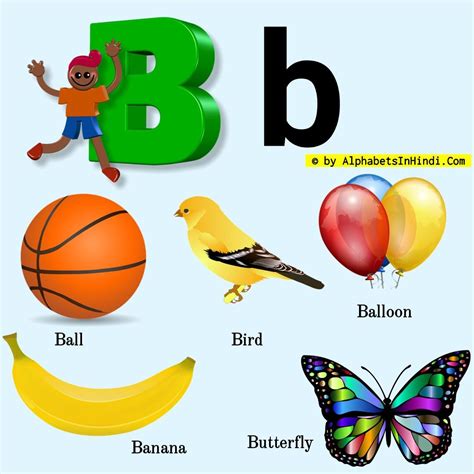 B For Ball Alphabet Phonic Sound And 5 Words Hd Image