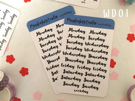 Weekday Sticker Sheet Planner Sticker Journal Sticker Bujo Etsy