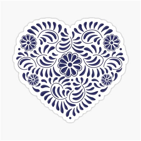 Blue Mexican Talavera Heart Sticker For Sale By Terevela Redbubble