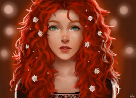 Red Haired Girl With Daisies In Her Hair