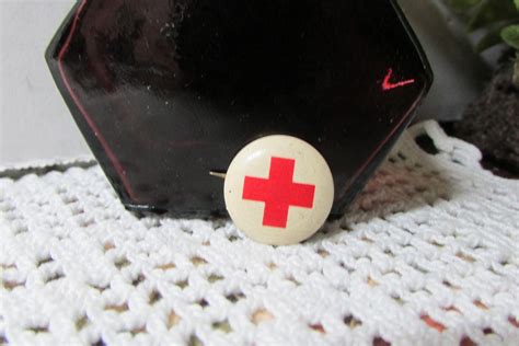 Antique Red Cross Blood Donor Lapel Pin Painted Brass And Metal Etsy