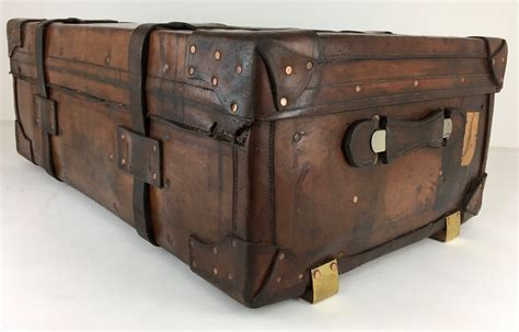 Vintage Leather Suitcase Vintage Antique Luggage Trunk 703733