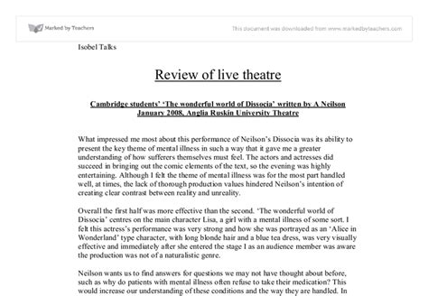 Review Of Live Theatre A Level Drama Marked By