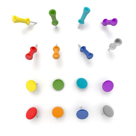 Premium Photo 3d Rendering Of Push Pins In Different Shapes And Colors