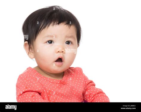Asian Baby Girl Feeling Curiosity Stock Photo Alamy