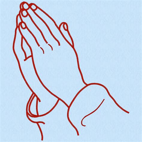 Praying Hands 1 Redwork Machine Embroidery Design In 11 Sizes And 12