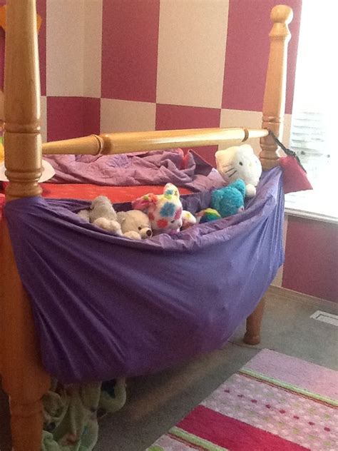 Best homemade diy fairy garden: Repurpose a fitted sheet into a Stuffed animal hammock. Going to add some elastic stri ...