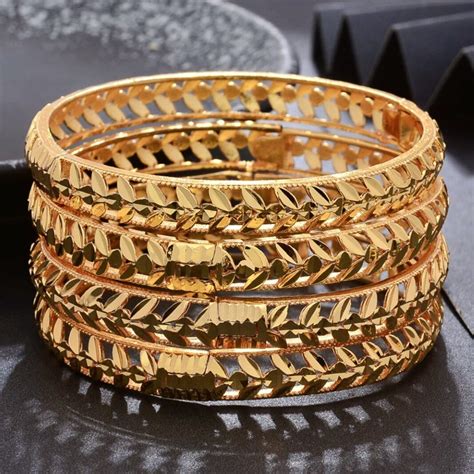 24 Real Gold Plated Dubai Bangle Jewelry Openable Bangles 2 Etsy